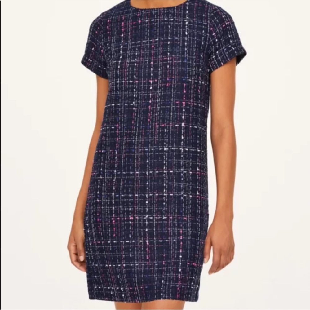 LOFT Navy Tweed Dress